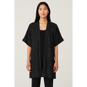 EILEEN FISHER Silk Blend Black and White Kimono Jacket in Size S/M